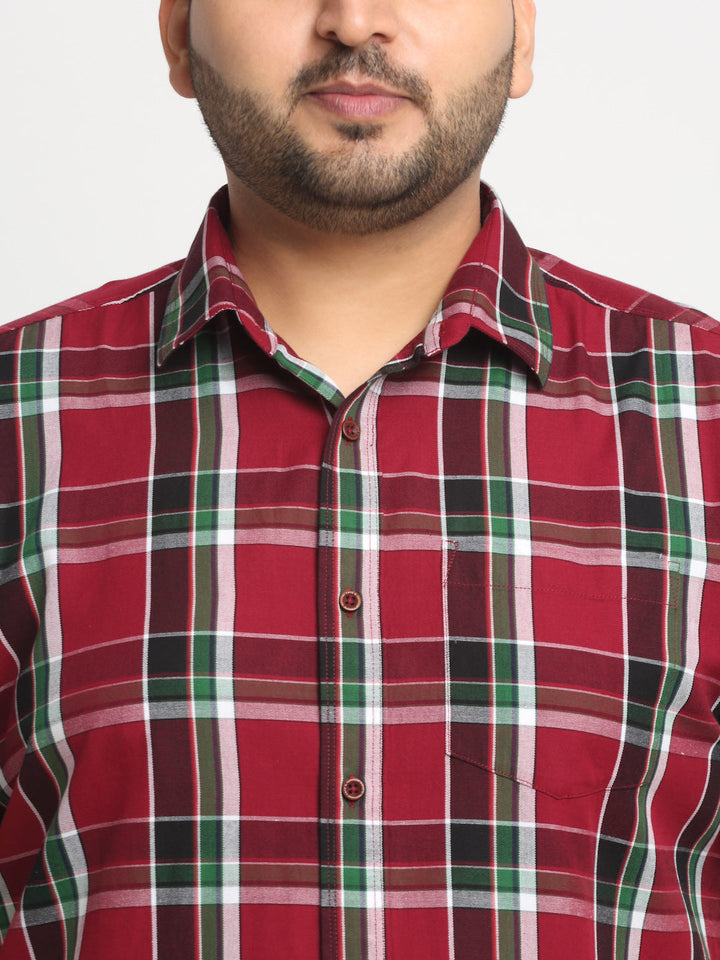 Plus Size Tartan Checks Checked Cotton Casual Shirt