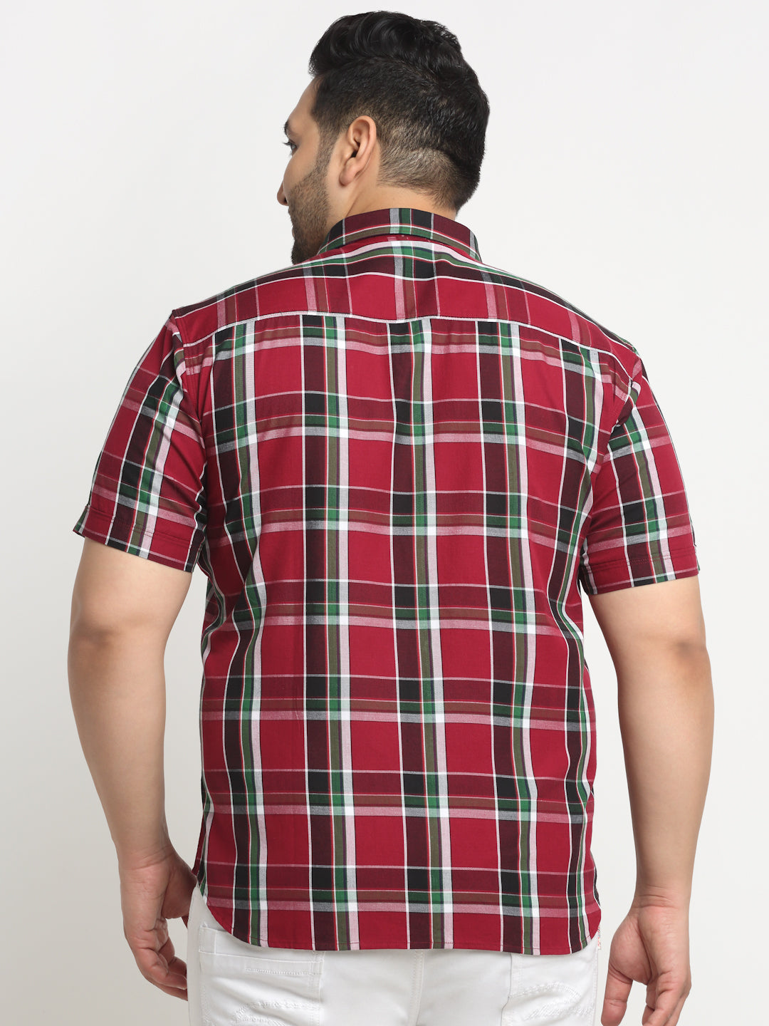 Plus Size Tartan Checks Checked Cotton Casual Shirt