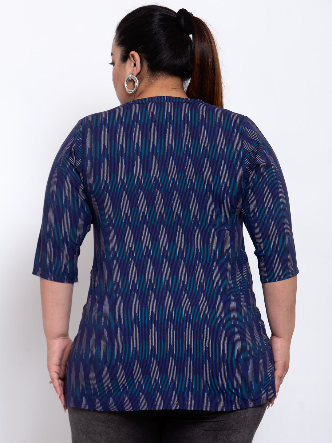 Plus Size Women Blue Printed Tunics