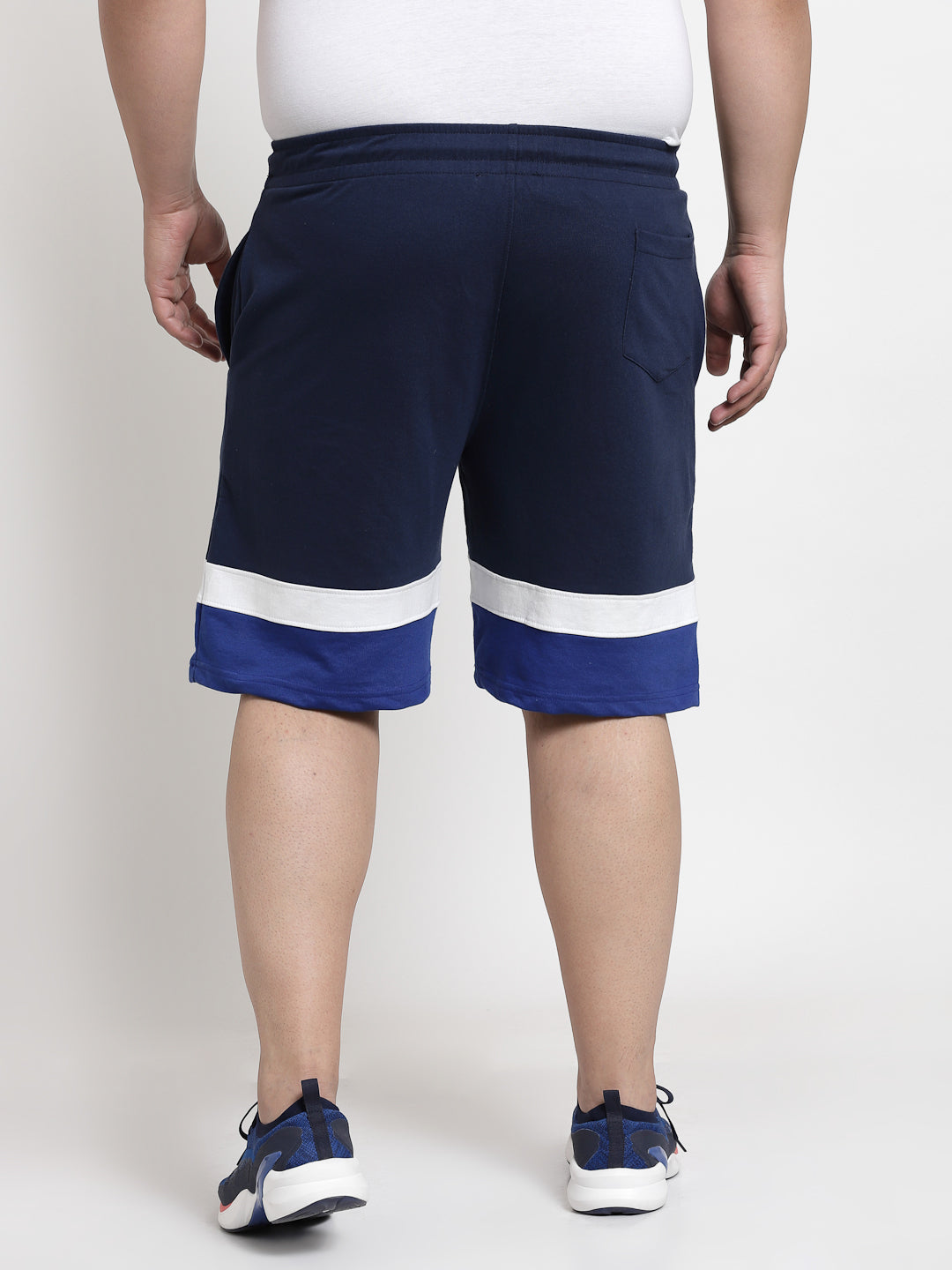 Plus Size  Men Navy Blue Cotton Sports Shorts