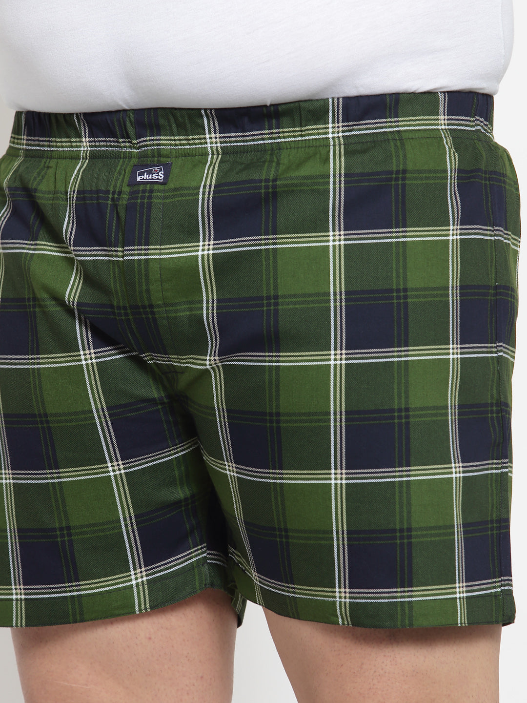Plus Size Men  Green  Black Checked Pure Cotton Boxers