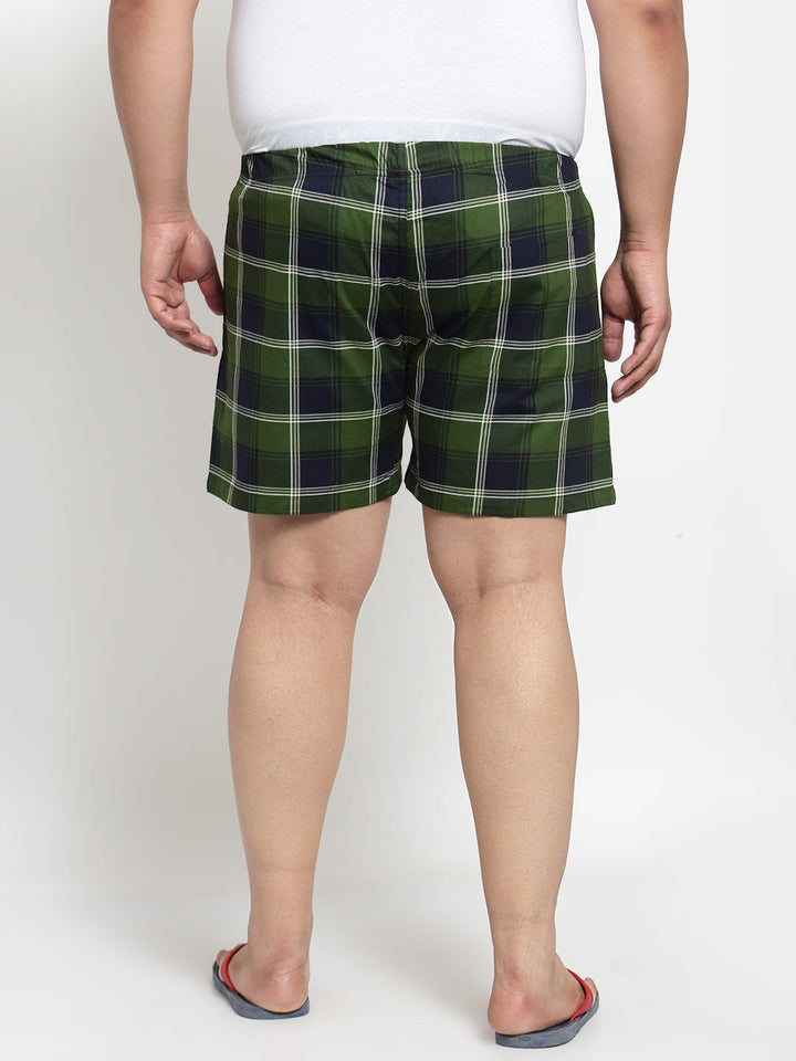Plus Size Men  Green  Black Checked Pure Cotton Boxers