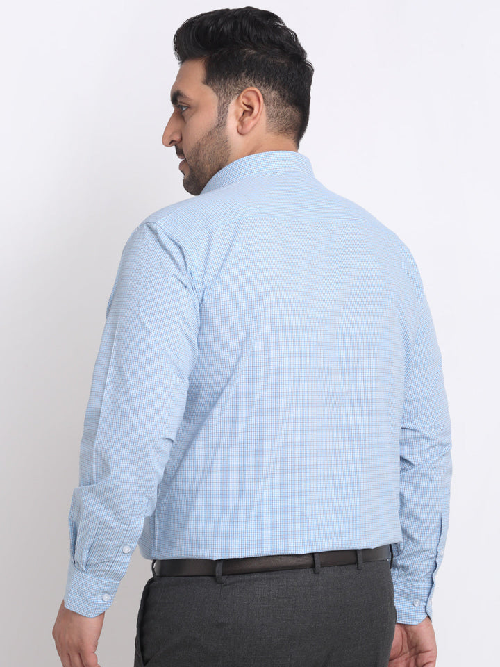 Plus Size Blue Cotton Formal Shirt