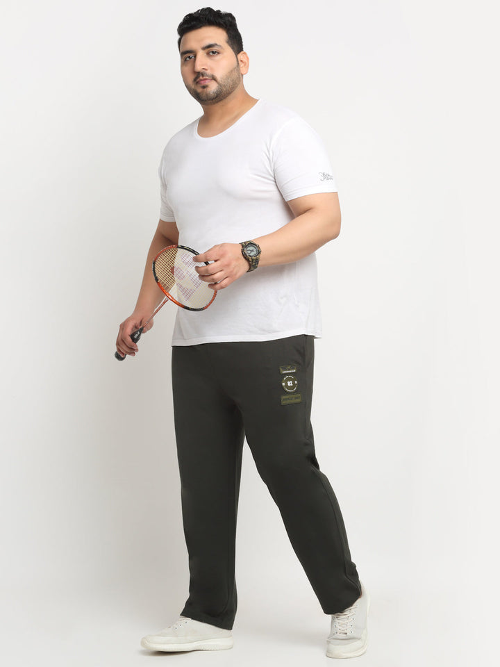 Plus Size Men  Printed Details Straight Fit Cotton Track Pants