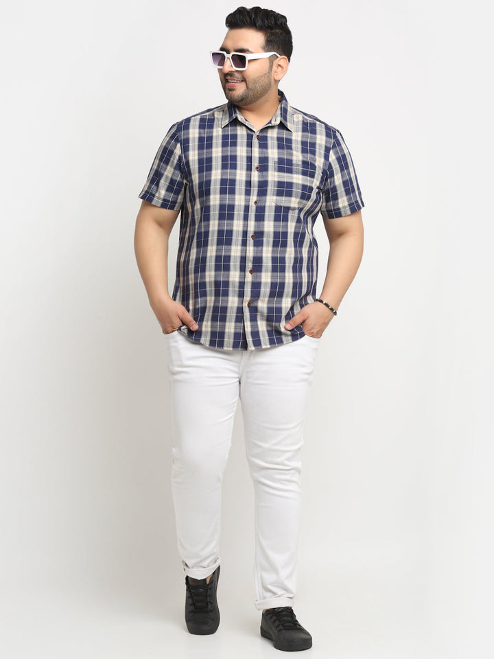 Plus Size  Tartan Checks Cotton Casual Shirt