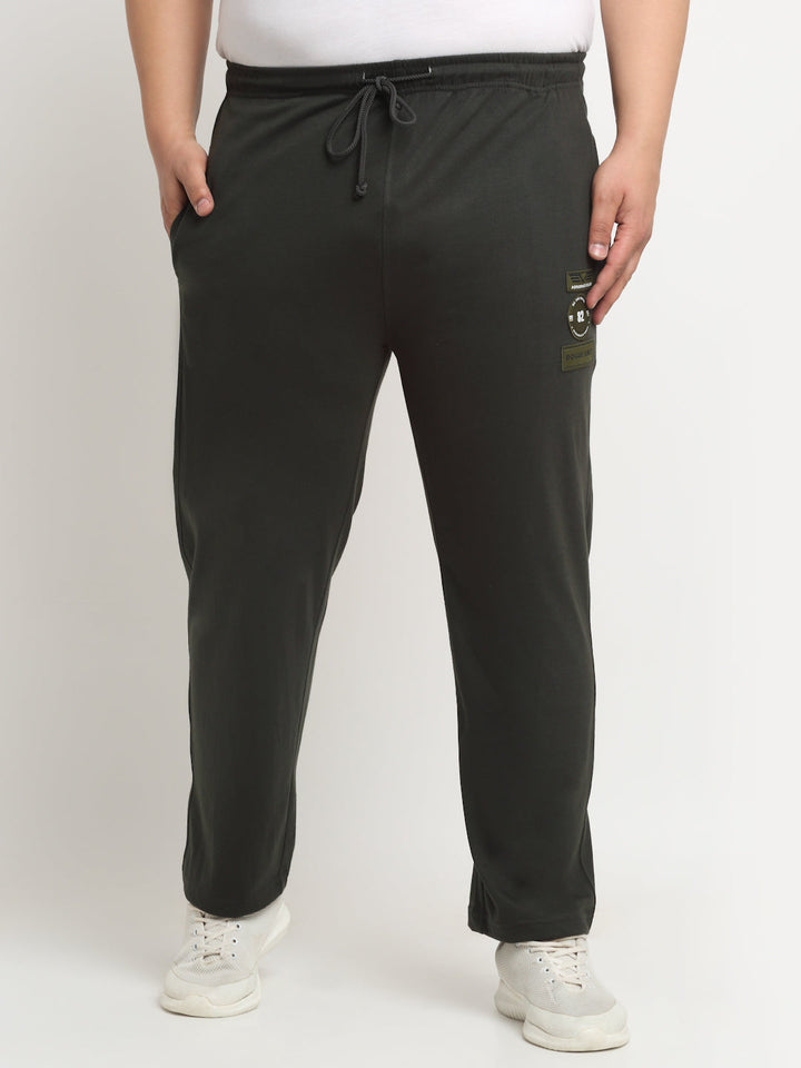 Plus Size Men  Printed Details Straight Fit Cotton Track Pants