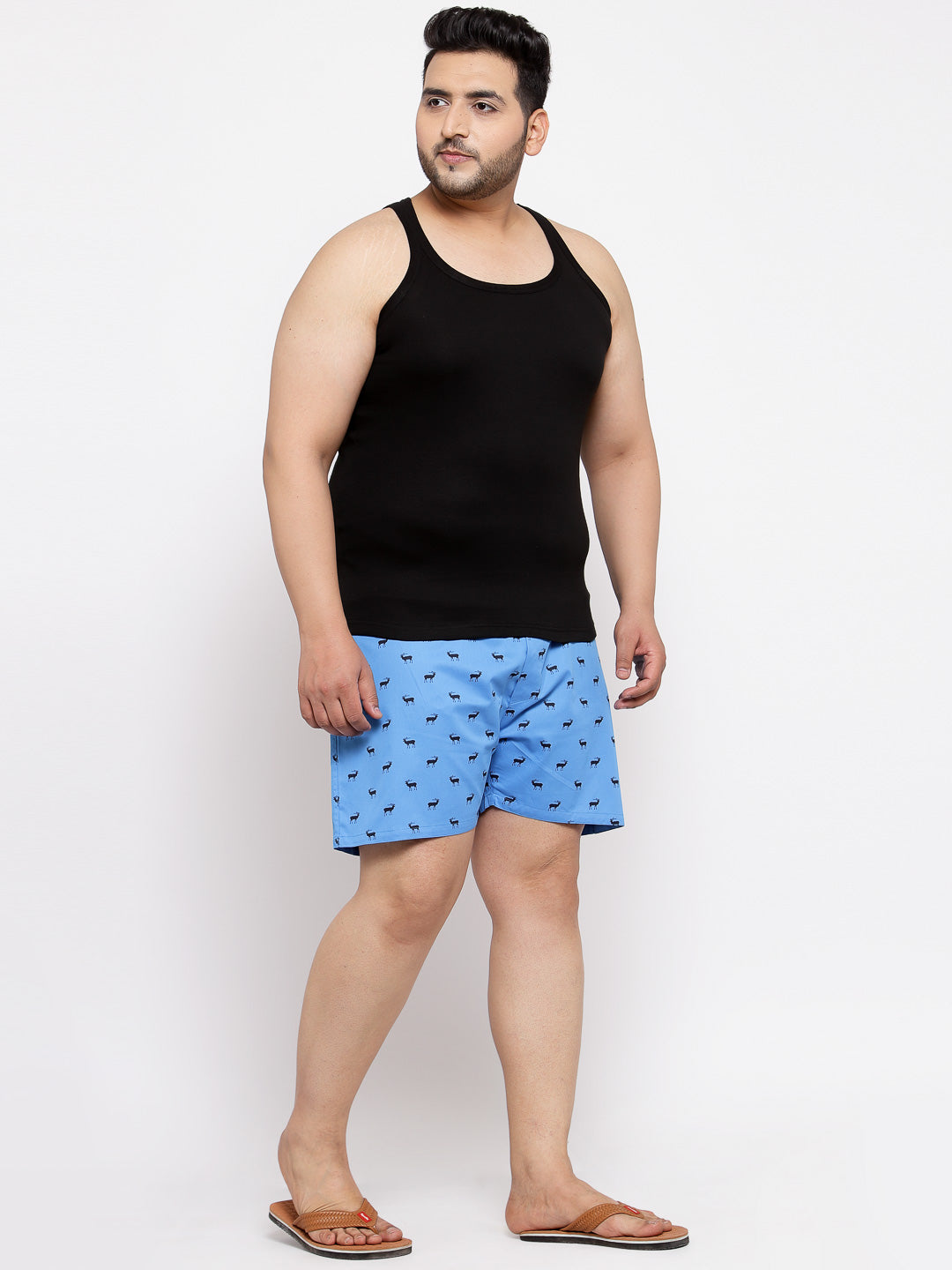 Plus Size Men  Black Solid Innerwear Vest MSD9807
