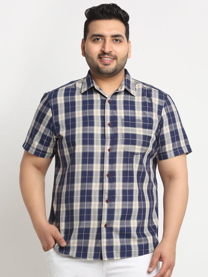 Plus Size  Tartan Checks Cotton Casual Shirt