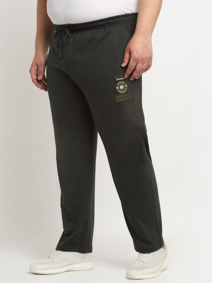 Plus Size Men  Printed Details Straight Fit Cotton Track Pants
