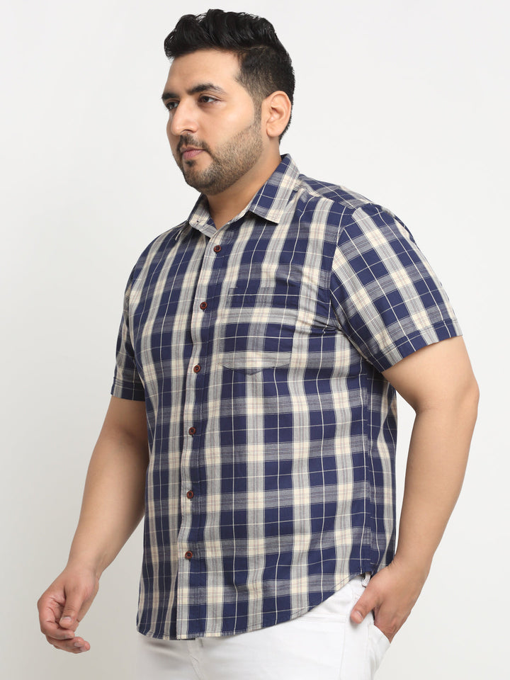 Plus Size  Tartan Checks Cotton Casual Shirt