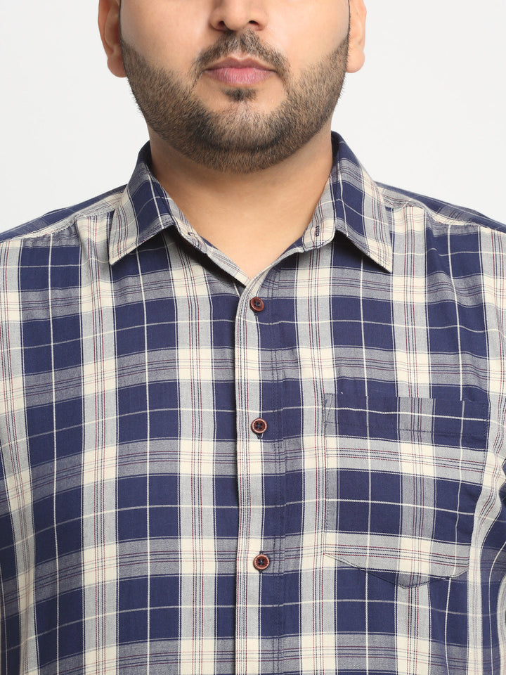 Plus Size  Tartan Checks Cotton Casual Shirt