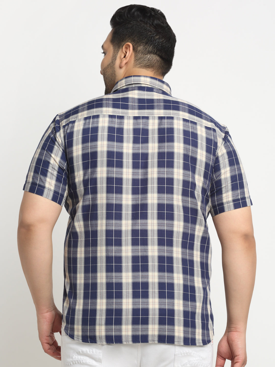 Plus Size  Tartan Checks Cotton Casual Shirt