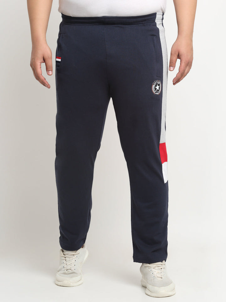Plus Size Men  Side Panel Detail Straight Fit Cotton Track Pants