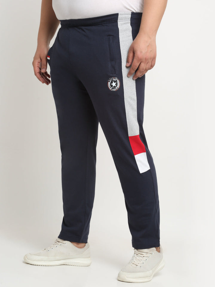 Plus Size Men  Side Panel Detail Straight Fit Cotton Track Pants