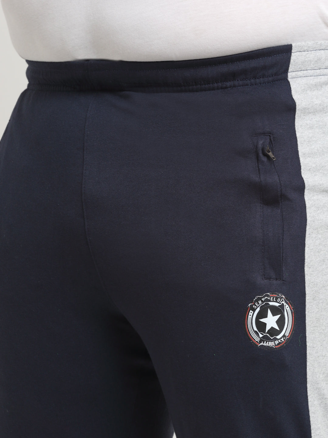 Plus Size Men  Side Panel Detail Straight Fit Cotton Track Pants