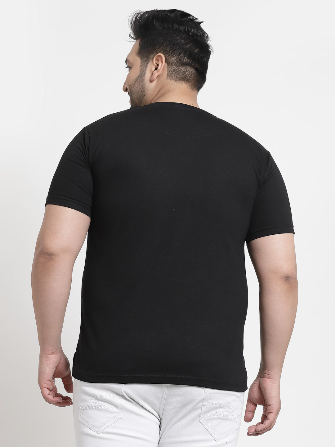 Plus Size Men  Black Typography Printed T-shirt