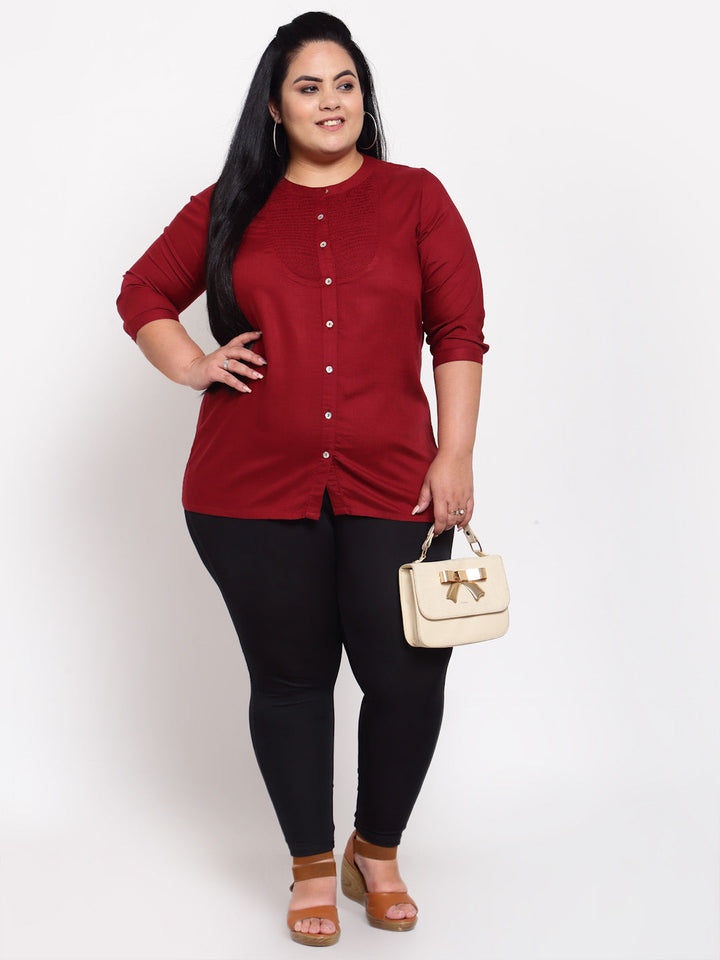 Plus Size Maroon Regular Top
