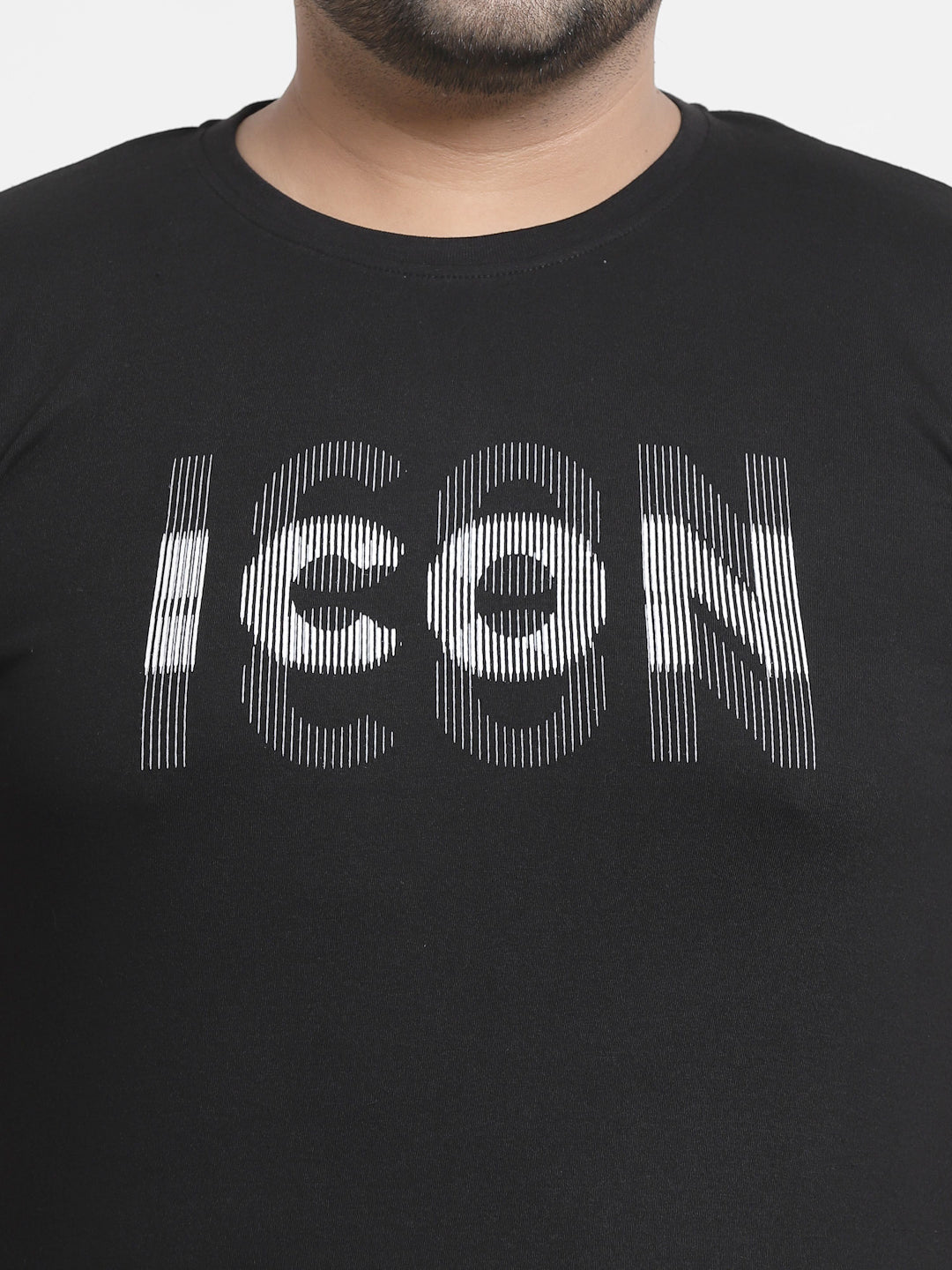 Plus Size Men  Black Typography Printed T-shirt