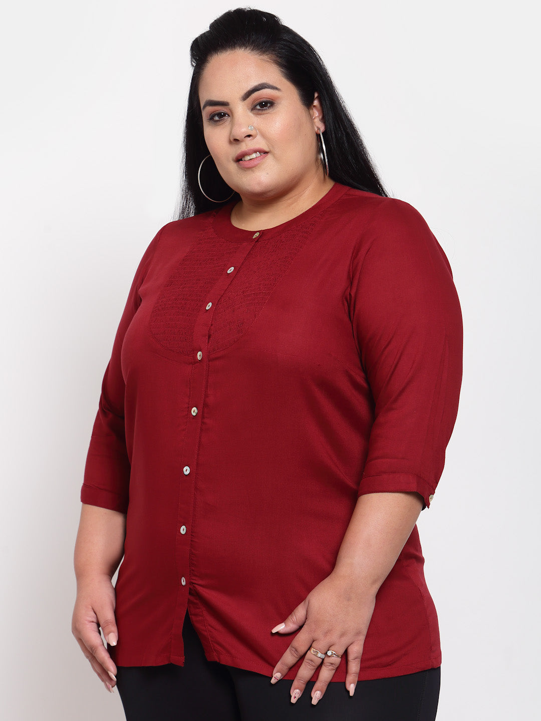 Plus Size Maroon Regular Top