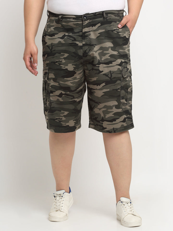 Plus Size Men Camouflage Printed Cotton Shorts