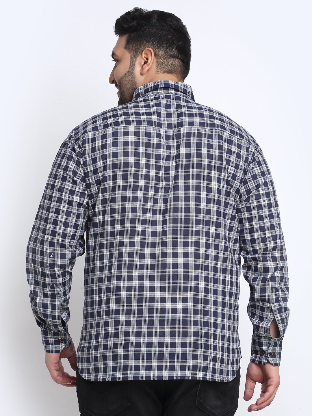Plus Size Men  Tartan Checks Cotton Casual Shirt