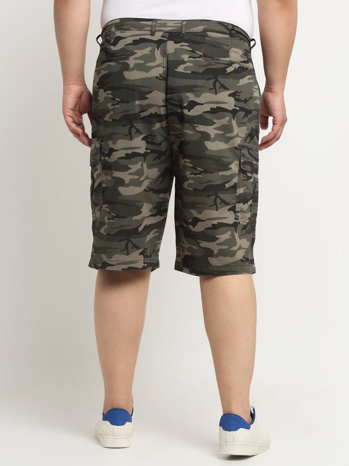 Plus Size Men Camouflage Printed Cotton Shorts