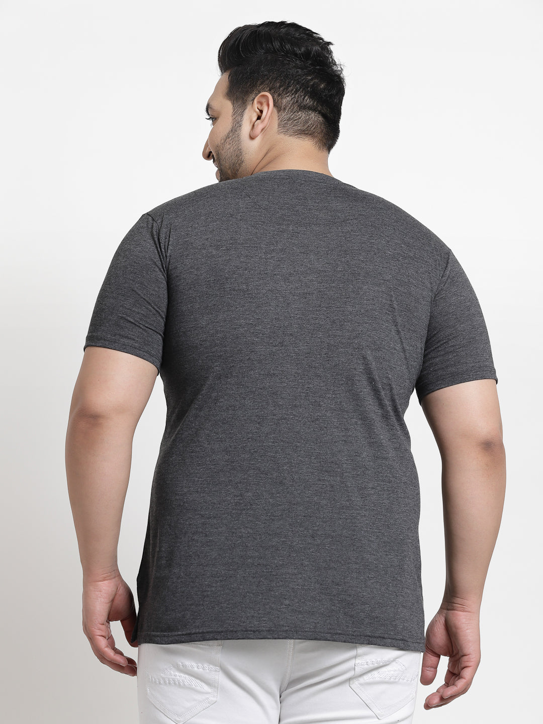 Plus Size Men  Grey Typography Printed Cotton T-shirt