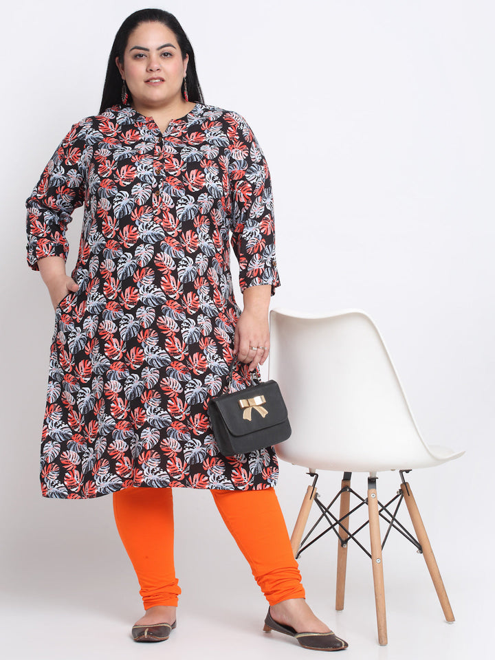 Plus Size Floral Printed Kurta