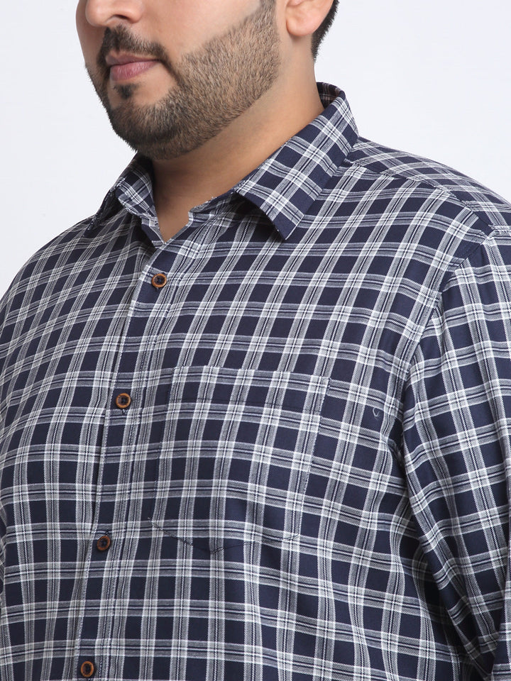Plus Size Men  Tartan Checks Cotton Casual Shirt