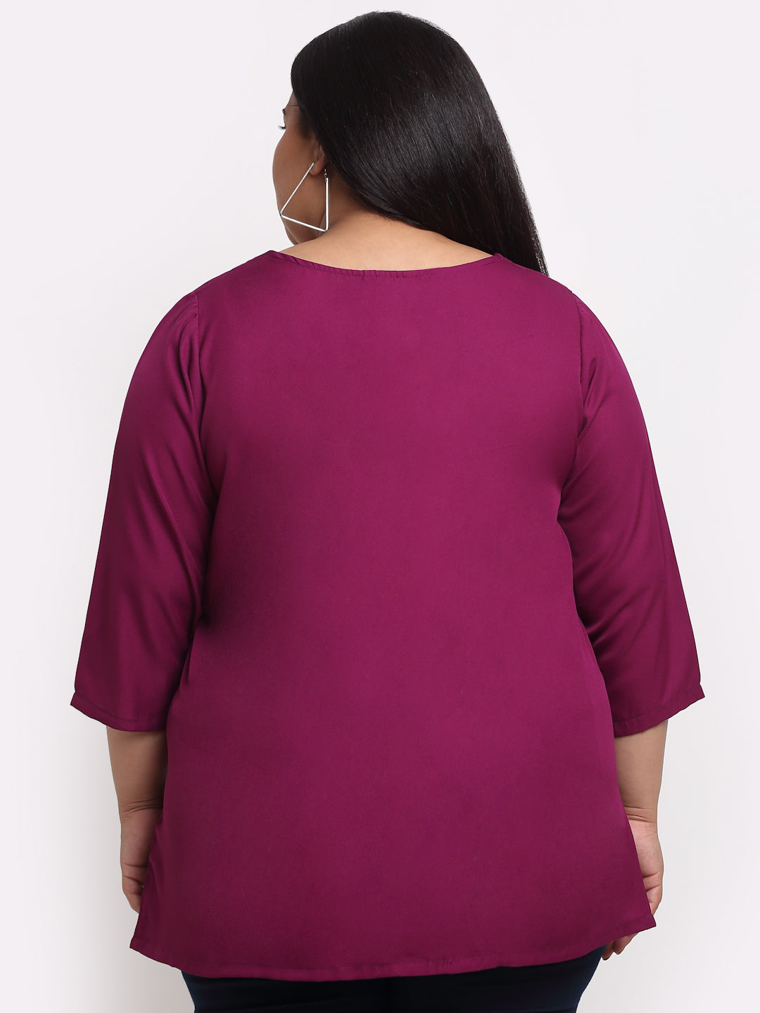 Plus Size Purple Ruffles High-Low Top