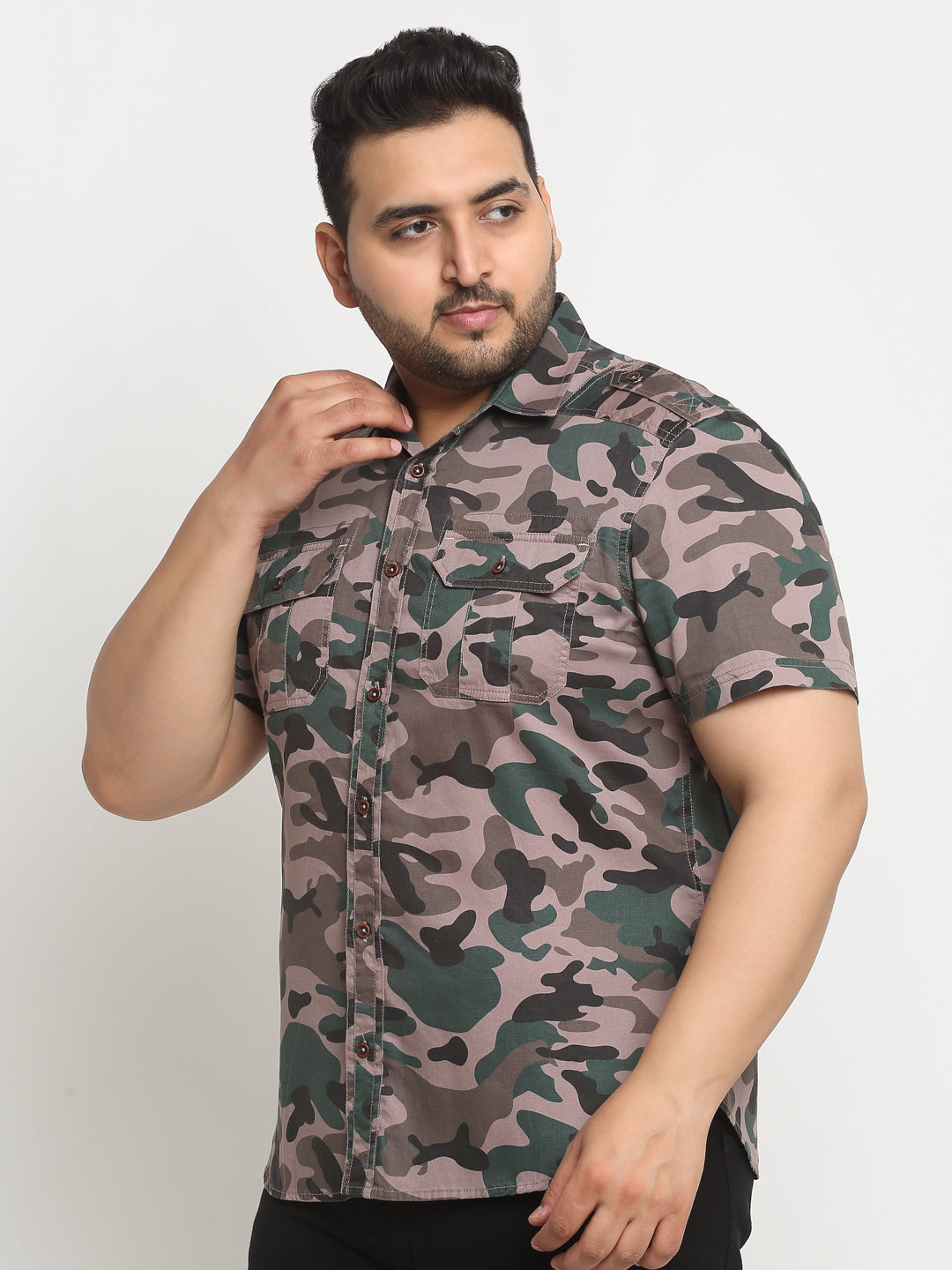 Plus Size Men Cargo Casual Shirt