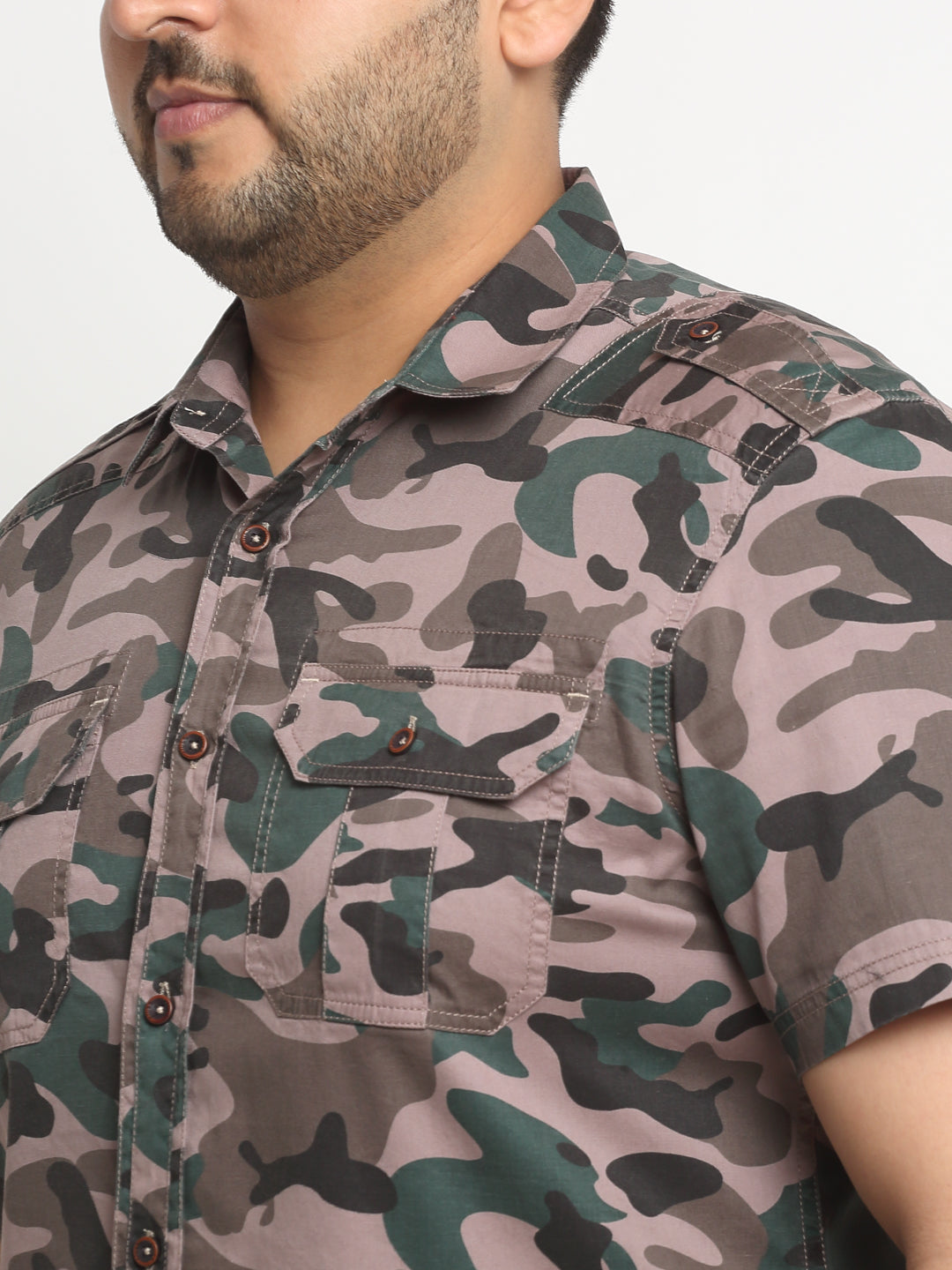Plus Size Men Cargo Casual Shirt