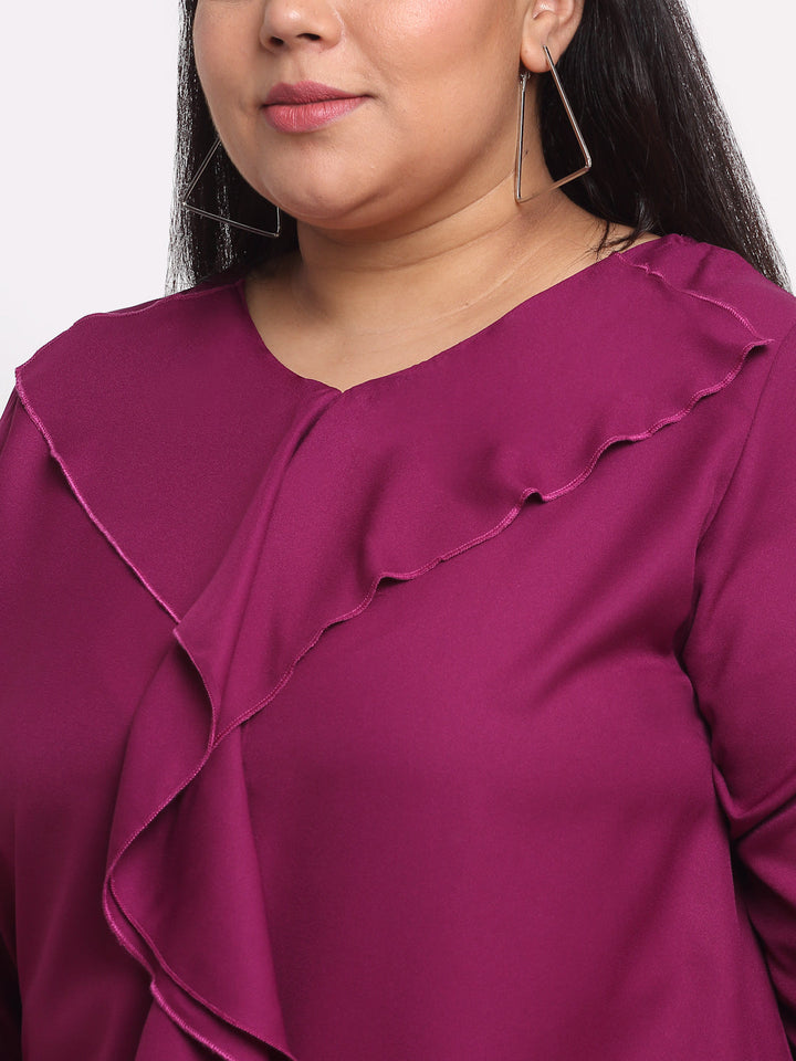 Plus Size Purple Ruffles High-Low Top