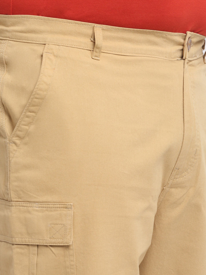 Plus Size Men  Khaki Mid Rise Cotton Shorts
