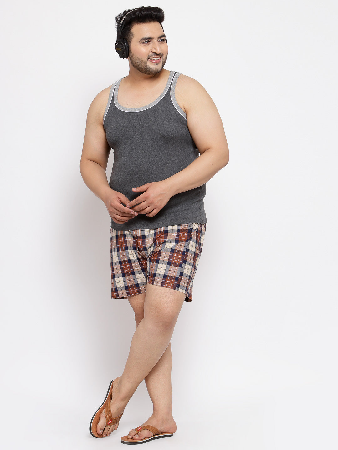 Plus Size Men Charcoal Innerwear Vests