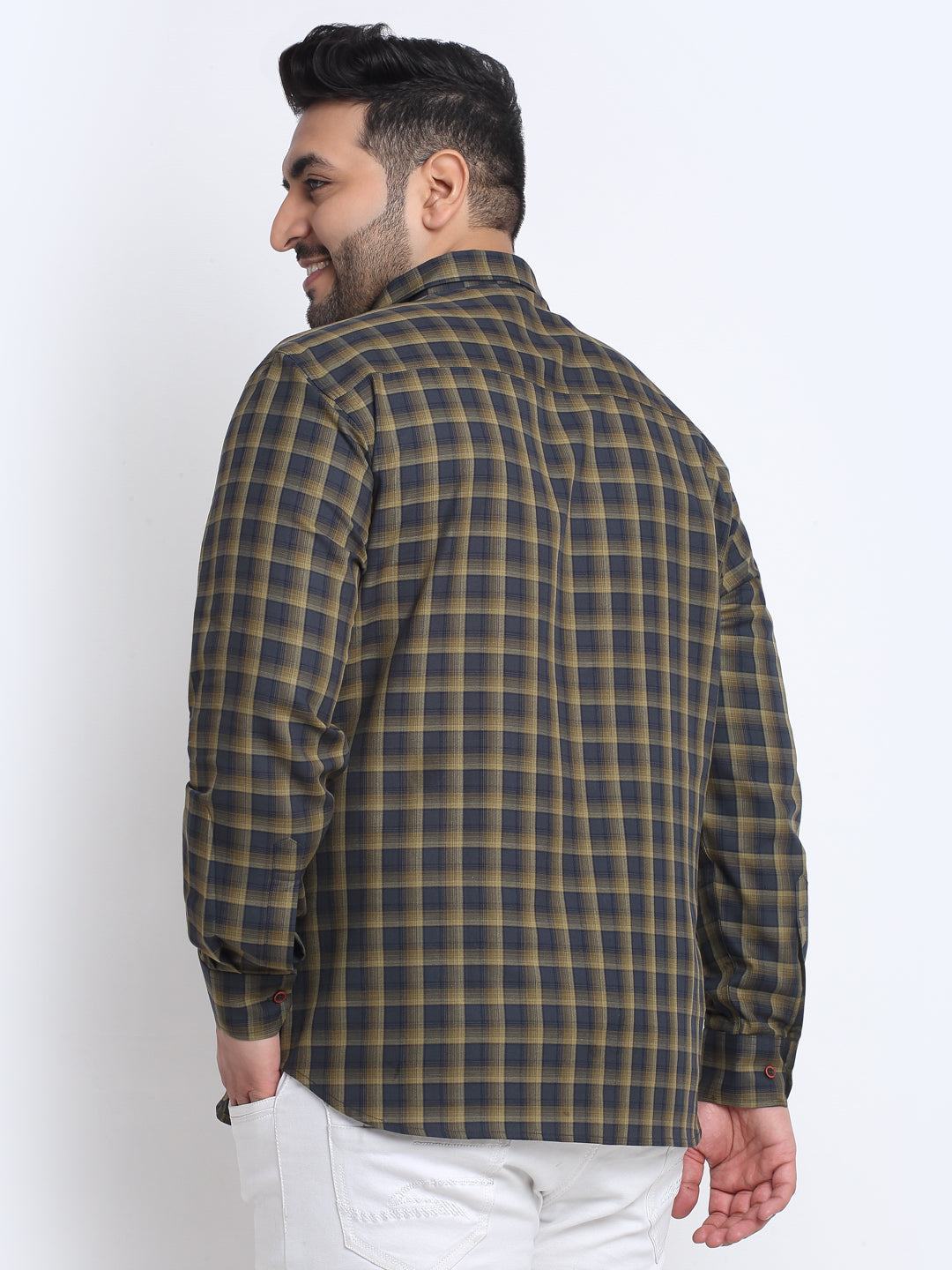 Plus Size  Tartan Checks Cotton Casual Shirt