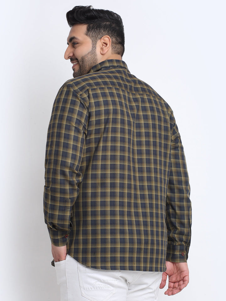 Plus Size  Tartan Checks Cotton Casual Shirt