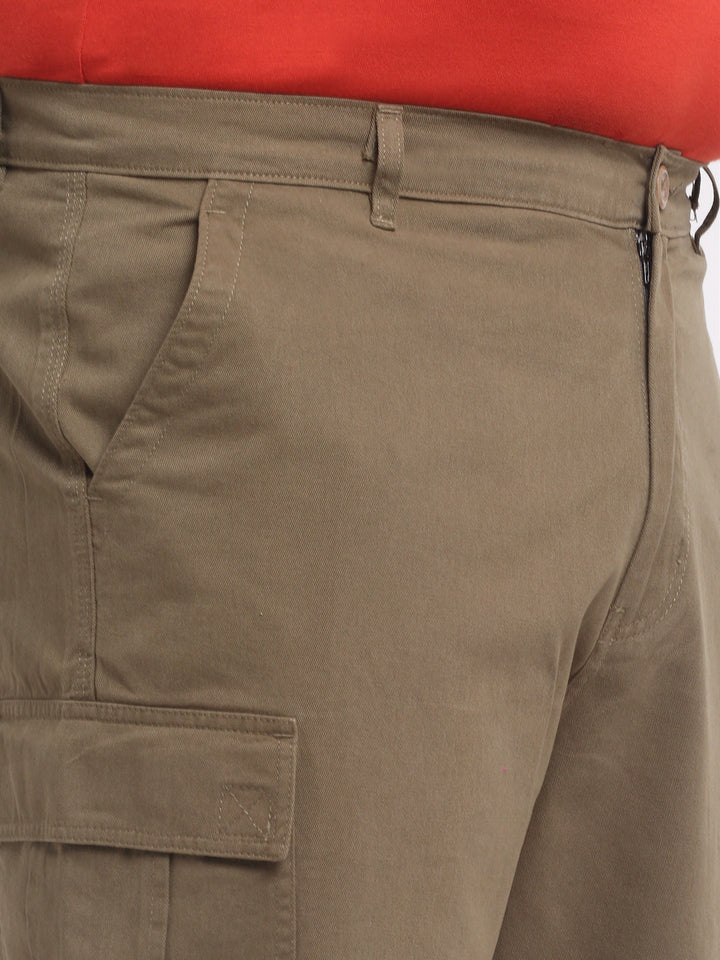 Plus Size Men Olive Green Mid-Rise Cotton Shorts