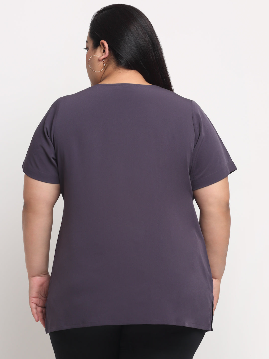 Plus Size Purple  Pleated Top