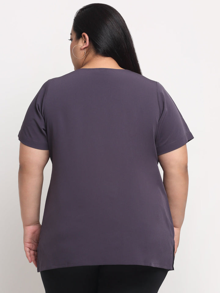 Plus Size Purple  Pleated Top