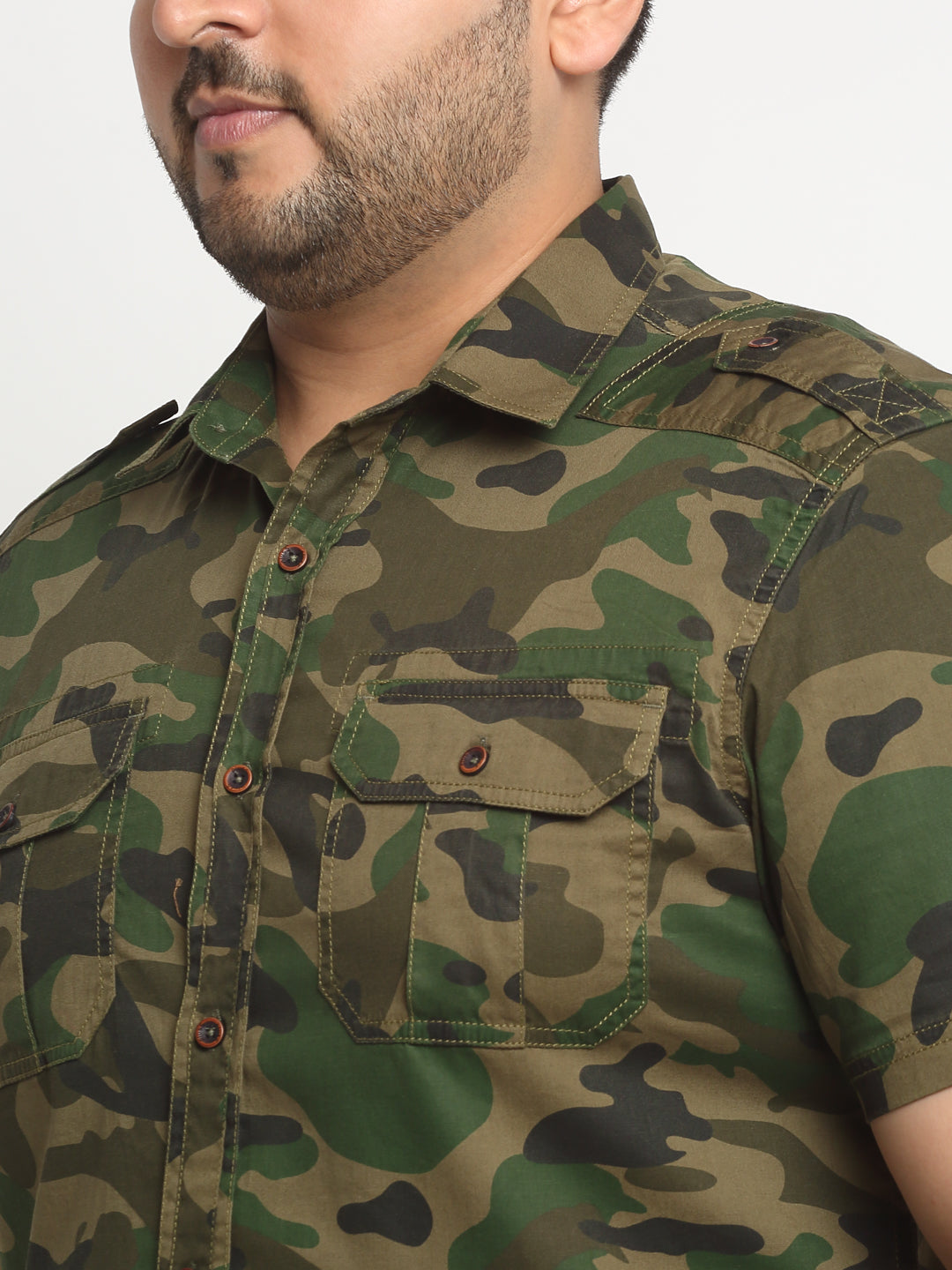 Plus Size Men Cargo Casual Shirt