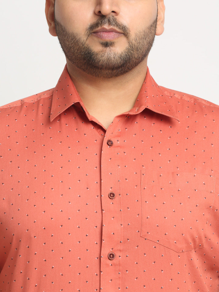 Plus Size  Micro Ditsy Printed Cotton Casual Shirt