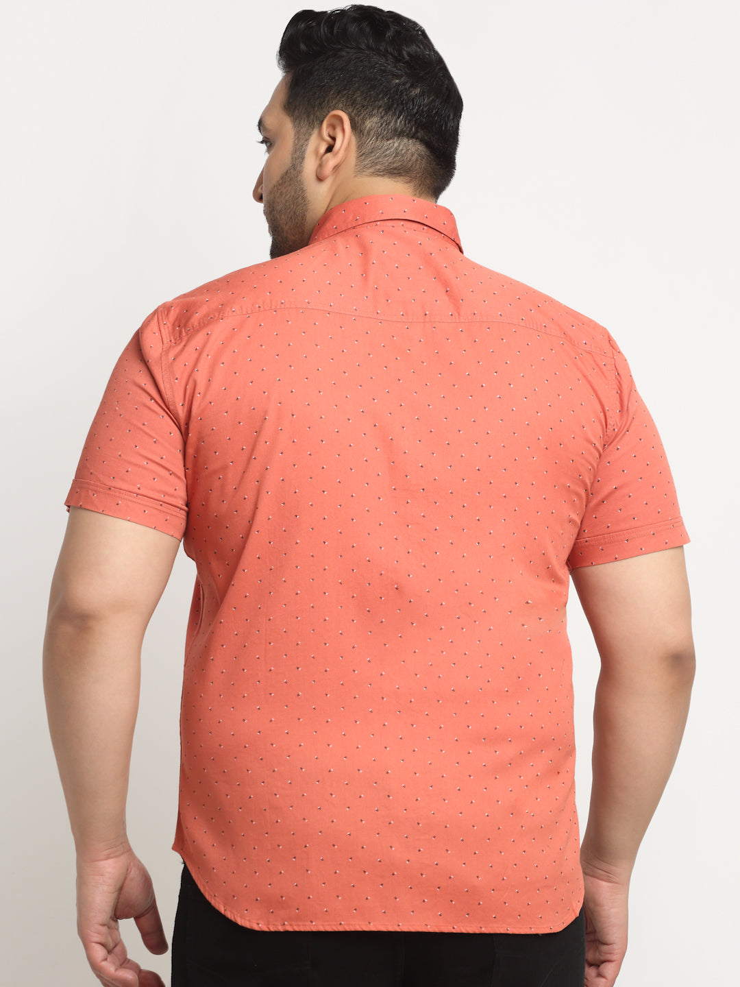Plus Size  Micro Ditsy Printed Cotton Casual Shirt