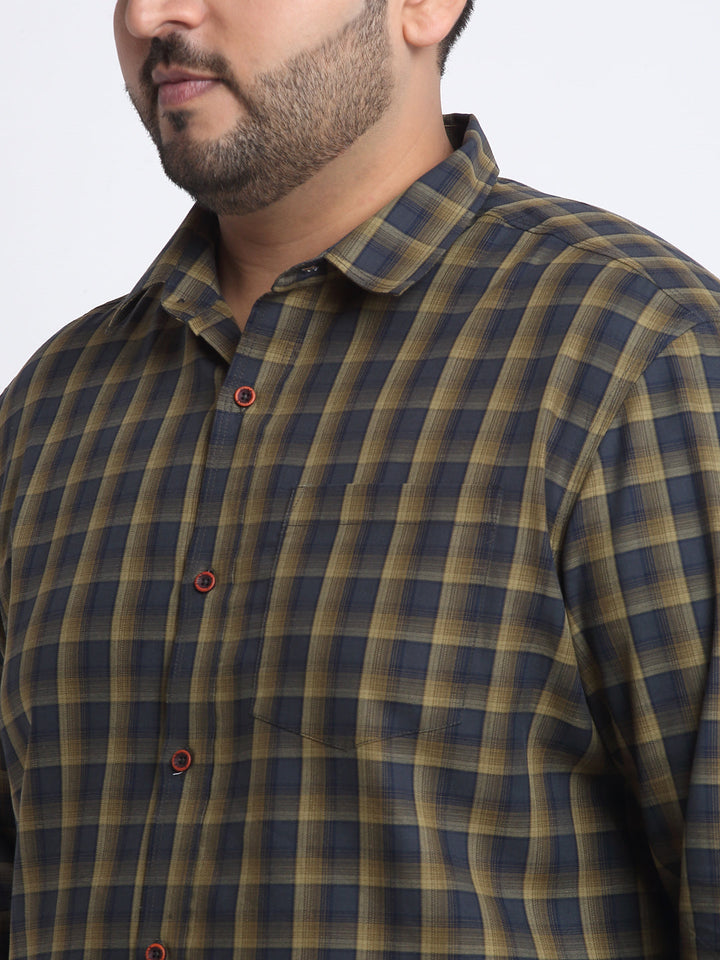 Plus Size  Tartan Checks Cotton Casual Shirt