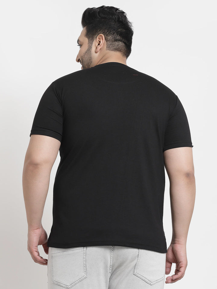 Plus Size Men  Black & White Printed Pure Cotton T-shirt