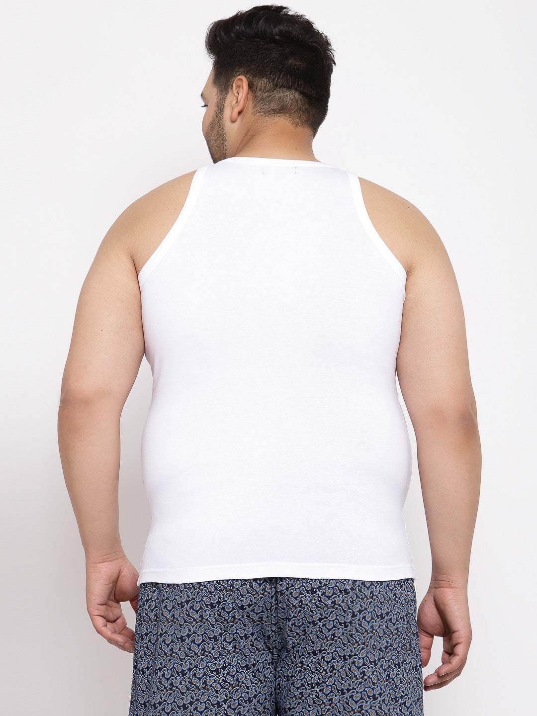 Plus Size Men  White Solid Innerwear Vests
