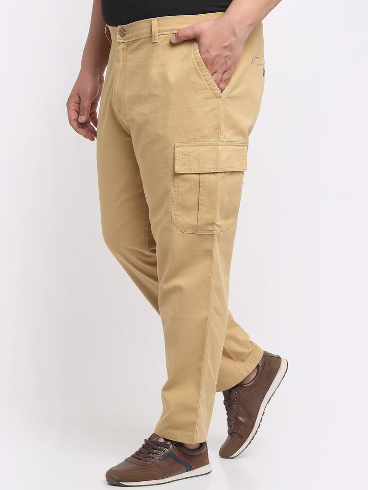 Plus Size  Men Khaki Cargo Trousers