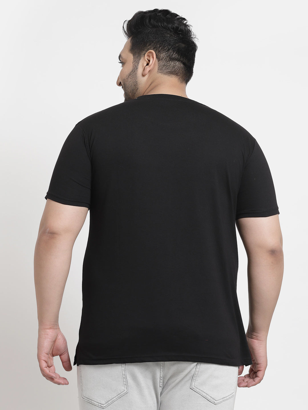 Plus Size  Black Printed Cotton T-shirt