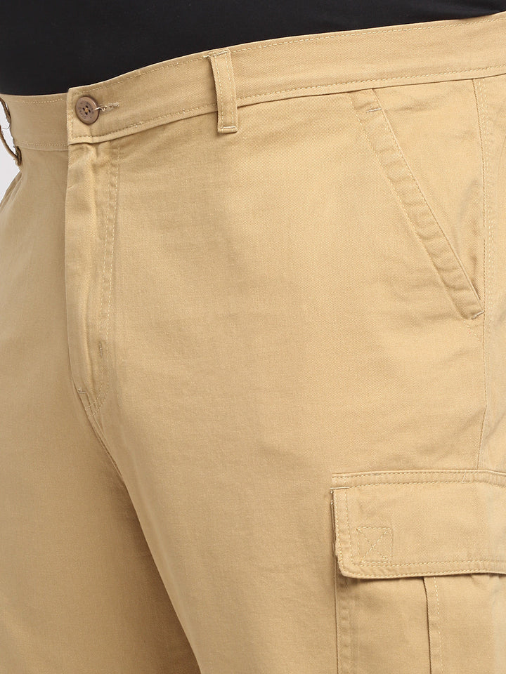 Plus Size  Men Khaki Cargo Trousers