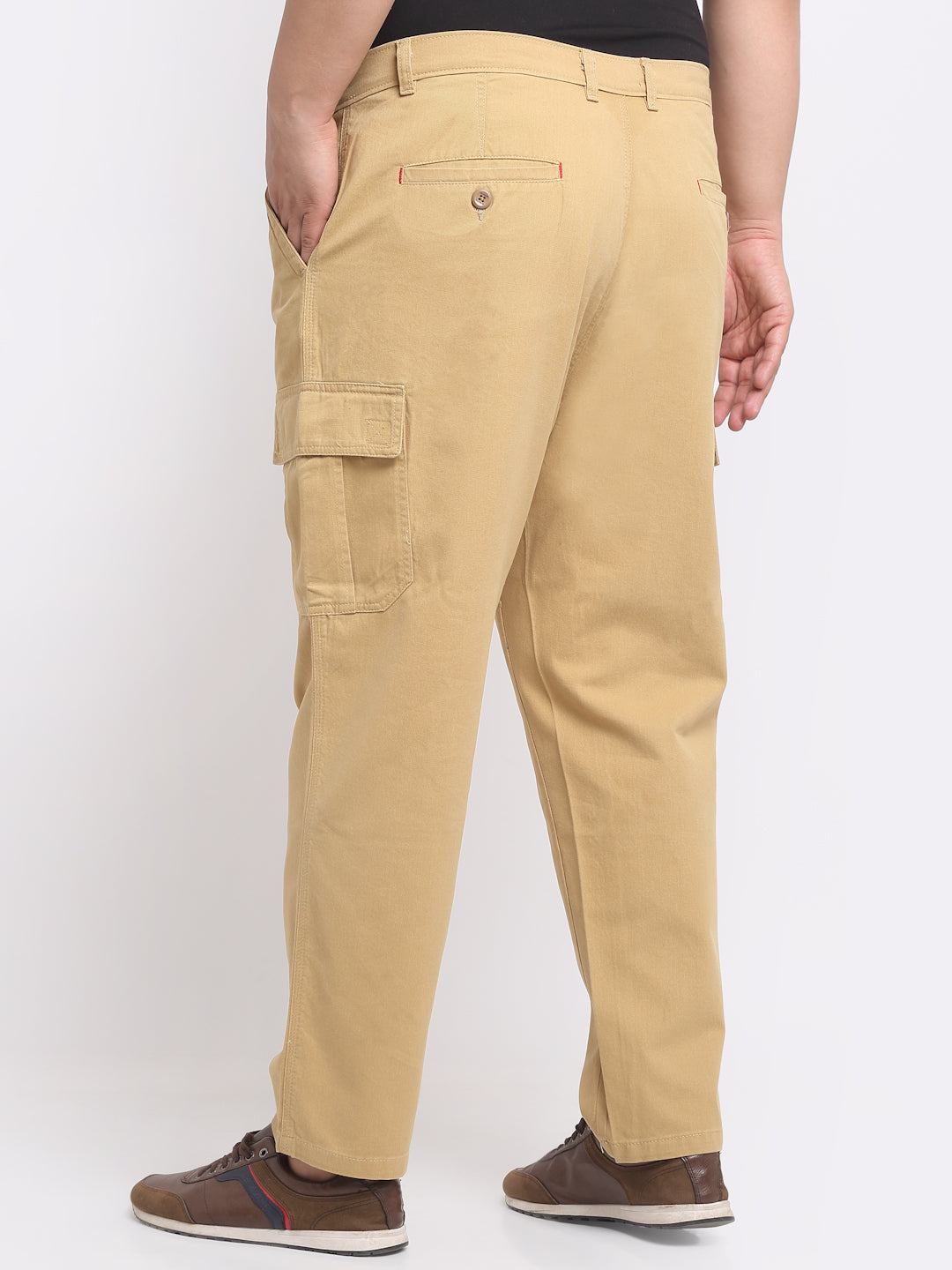 Plus Size  Men Khaki Cargo Trousers